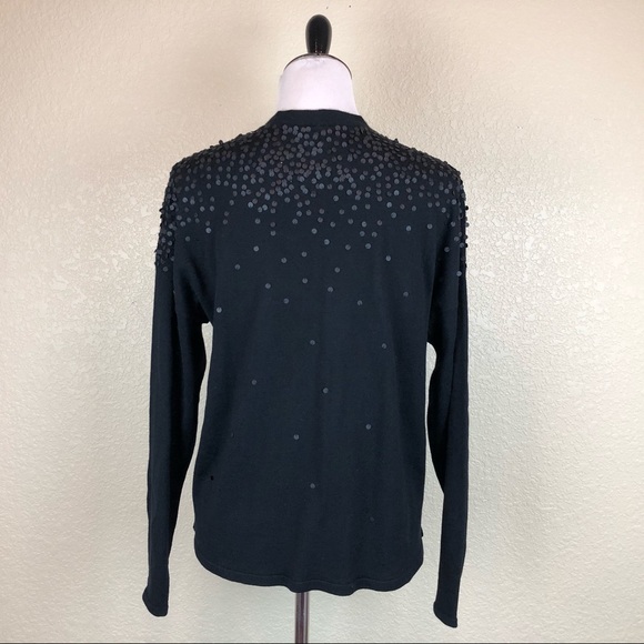 Eileen Fisher Sweater Sequin Merino Wool Black L - Picture 4 of 6